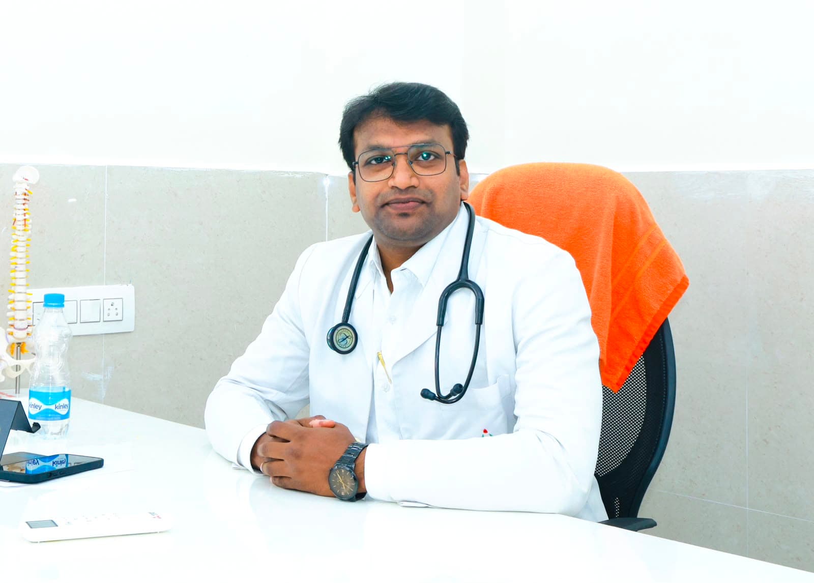 Dr. GRK Reddy, Consultant Brain & Spine Surgeon, in consultation at Suraksha Hospital